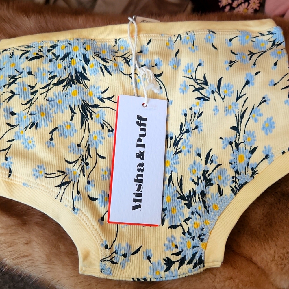 New Misha & Puff 100% Pima Cotton yellow floral bloomers